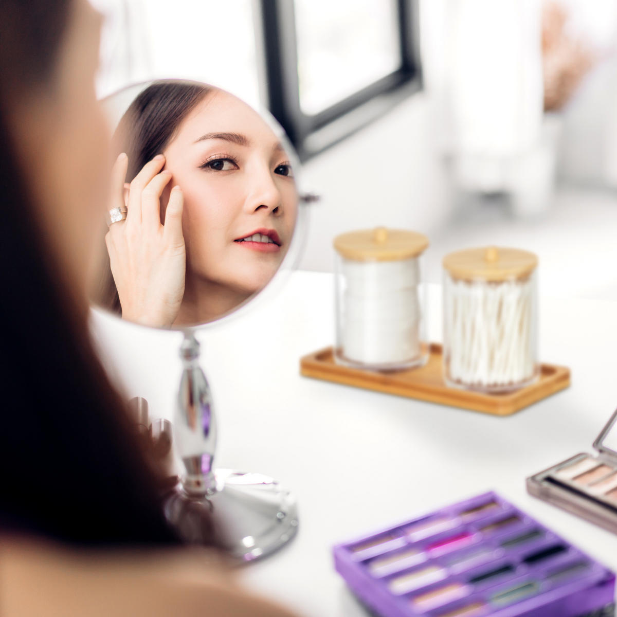 WATTESTÄBCHENBEHÄLTER - Multicolor, Holz/Kunststoff (19/11/9cm) - Relaxdays