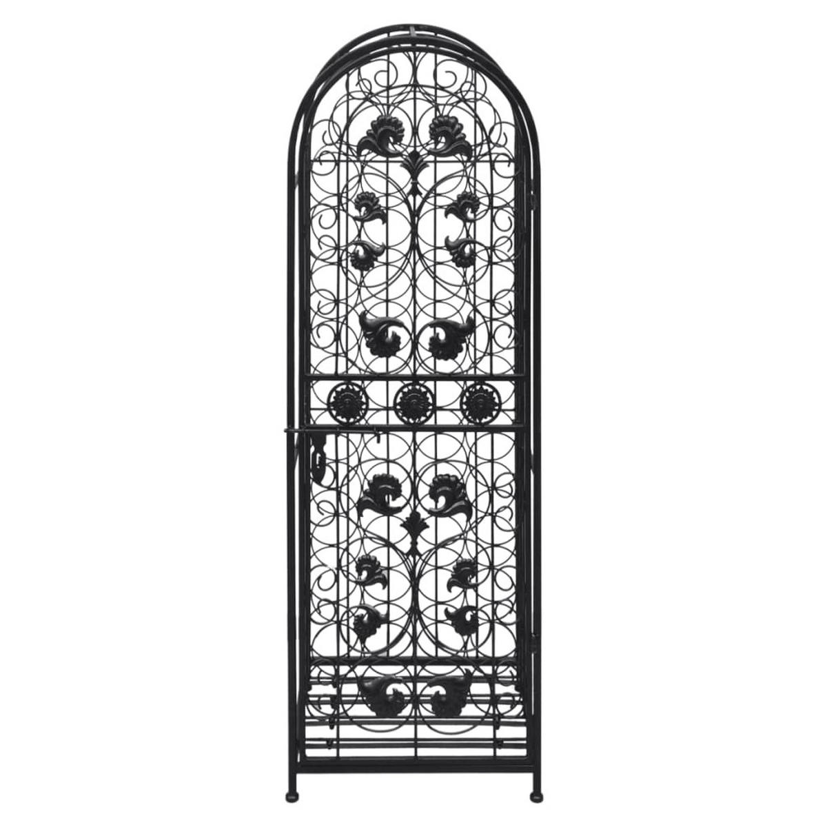 WEINREGALE mit Tür Für 45 Flaschen, 45/35,7/133,5 cm, aus Schmiedeeisen, Schwarz, - Schwarz, Metall (45/133.5/35.7cm) - vidaXL