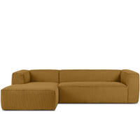 ECKSOFA-LINKS FEROX Modern, Cord-Stoff, gelb - Gelb, Textil (305/175cm) - KONSIMO®