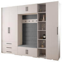 GARDEROBEN-SET 236,7/290/47 - Schwarz/Weiß, Holz/Kunststoff (290/236.7/47cm) - Abiks Möbel