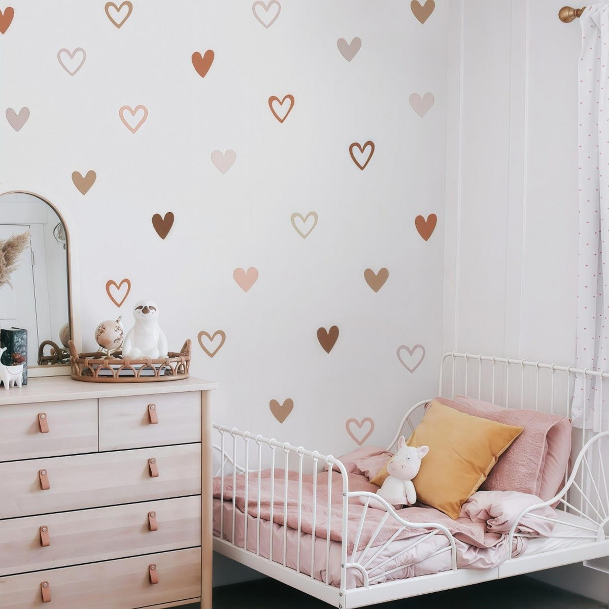WANDAUFKLEBER Herzform, Boho Stil, Kinderzimmer Wohnzimmer - Weiß, Kunststoff (21/1/15cm) - Authentics