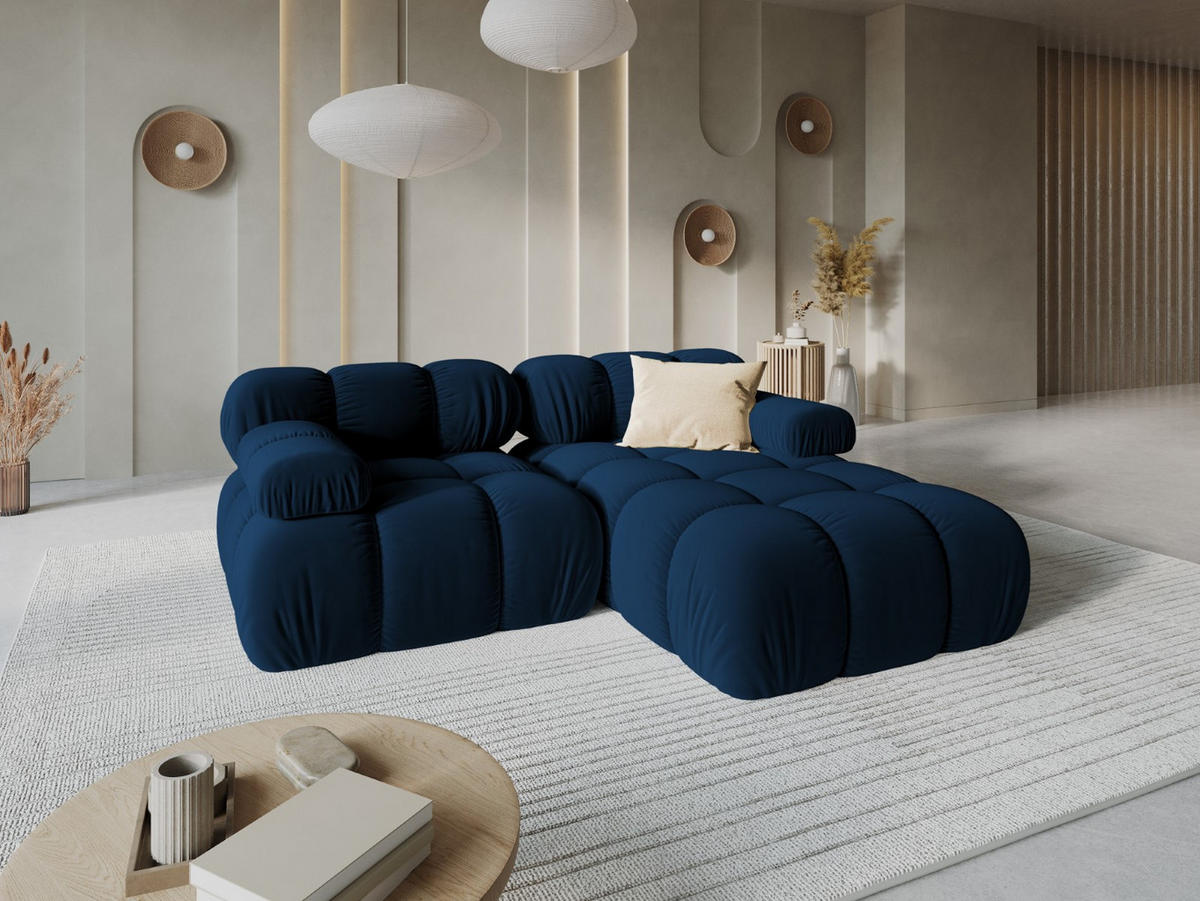 MODULARES-ECKSOFA rechts Bellis aus Samt königsblau 3 Sitzplätze - Blau, Textil (157/191cm) - Micadoni