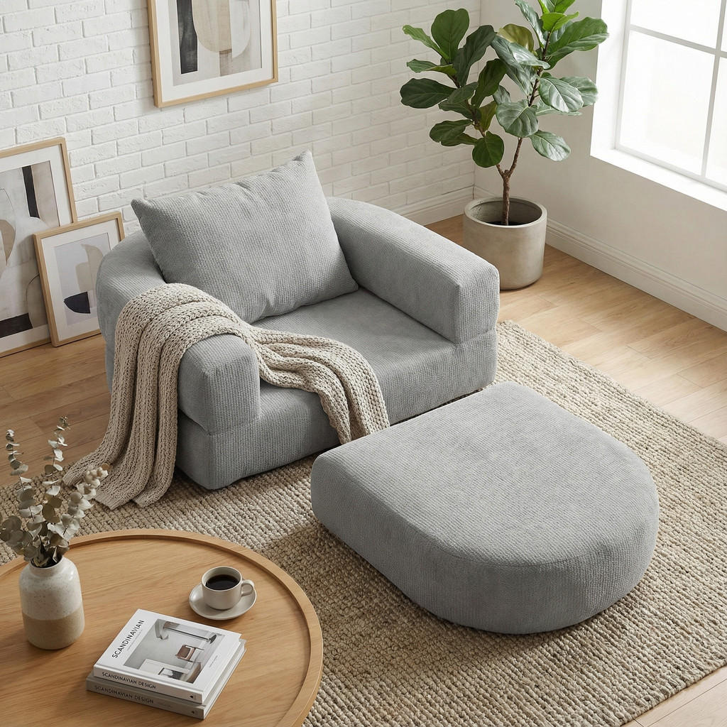Thumbnail - Urban Meuble Schlafsessel, Grau, Textil, 1-Sitzer, 101x41x90 cm, Wohnzimmer, Sessel, Schlafsessel