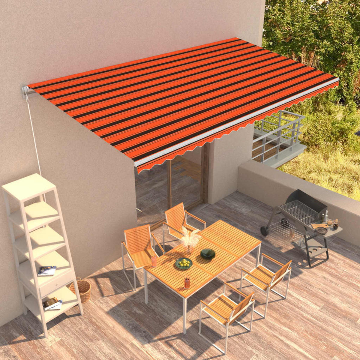EINZIEHBARE Markise Handbetrieben 600 x 300 cm Orange - Multicolor, Metall (300/1/600cm) - furnicato