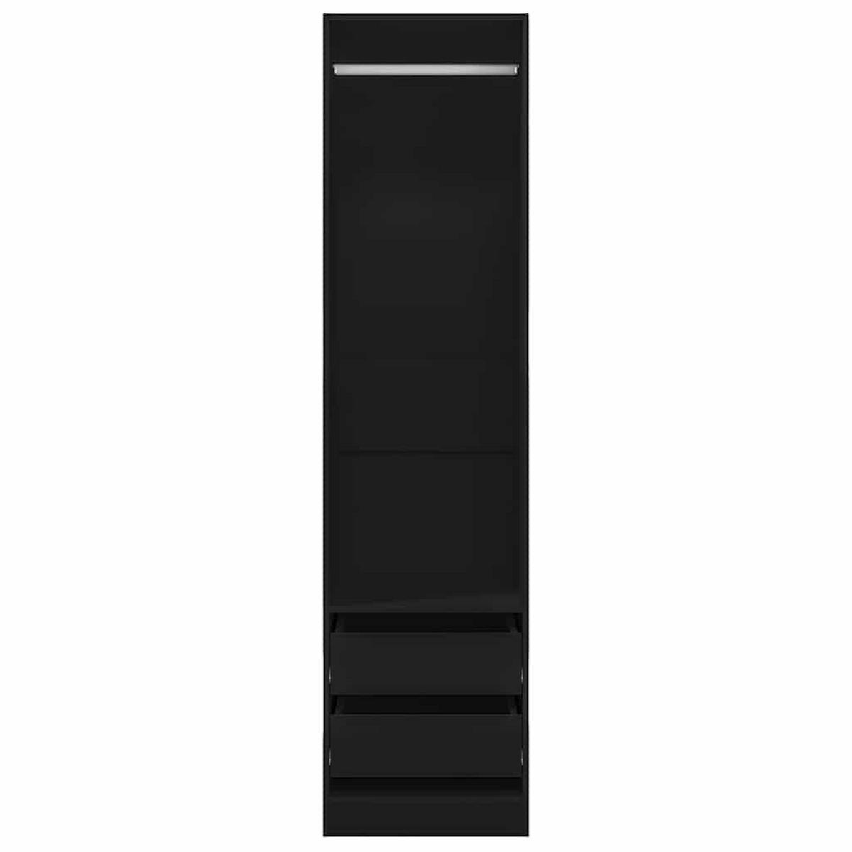 KLEIDERSCHRANK mit 2 Schubladen 50/50/200 cm aus Holzwerkstoff Schwarz - Schwarz, Holz (50/50/50cm) - vidaXL