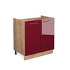 SPÜLENUNTERSCHRANK Fame-Line Bordeaux Hochglanz 80 cm ohne AP - Honigeiche/Bordeaux, Holzwerkstoff (80/82/51.6cm) - Vicco