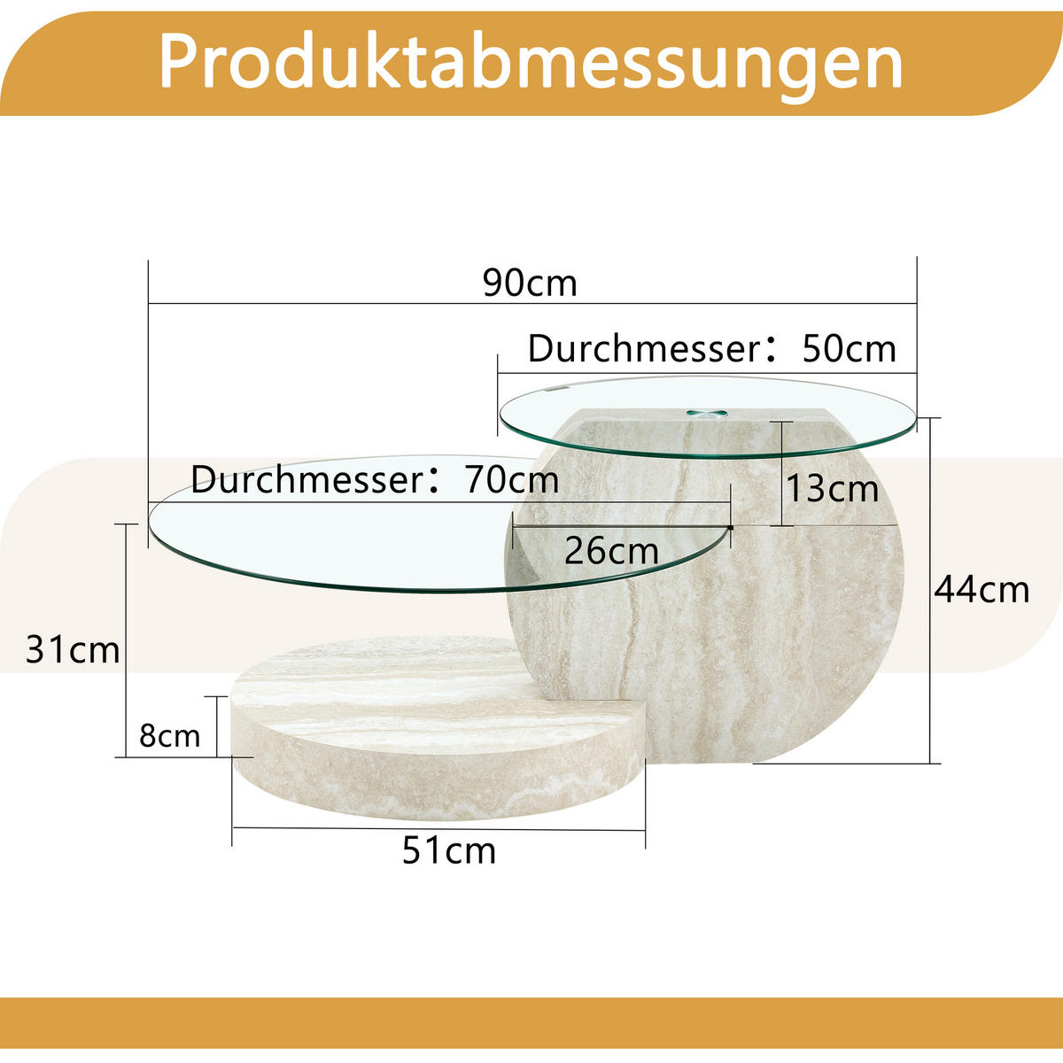 COUCHTISCH DE-158 Sicherheitsglas mit Walnussholz-Maserung - Weiß, Holzwerkstoff (70/90/44cm) - ComfortXL