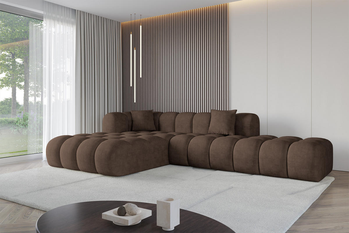 ECKSOFA Ottomane Links OLEA-L2 - 289x176x71 cm Braun - Schwarz/Braun, Holzwerkstoff/Kunststoff (289/176cm) - ALTDECOR