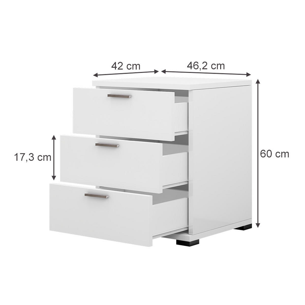 NACHTTISCH Marseille Weiß 46.2 x 60 cm - Weiß, Holzwerkstoff (46.2/60/42cm) - Vicco