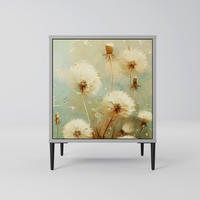 SIDEBOARD DREAMY MEADOW, Grau, 57,5x42x72,5 cm, Schwarze Metallfüße - Multicolor/Schwarz, Holzwerkstoff/Metall (57.5/72.5/42cm) - SpaceRebels