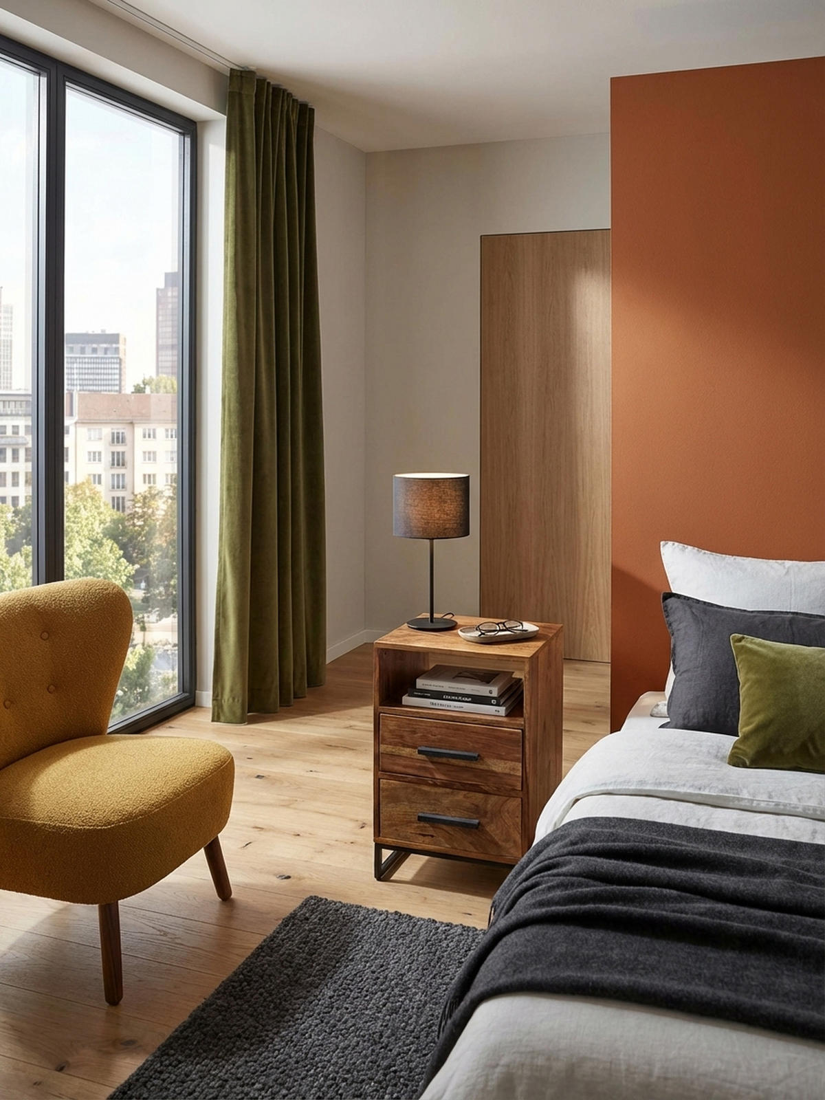 NACHTTISCH – Massivholz/Metall, Industrial-Stil, für Boxspringbett - Schwarz/Braun, Holz/Metall (40/66/35cm) - KADIMA DESIGN