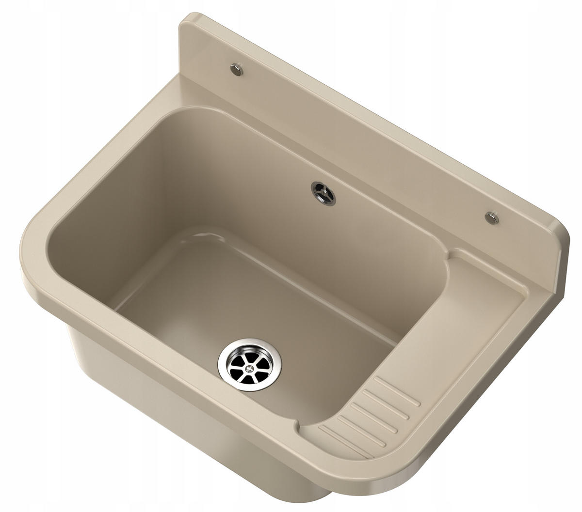 SPÜLBECKEN Paron mit Siphon - Beige, Kunststoff (50/34/31cm) - Granitan