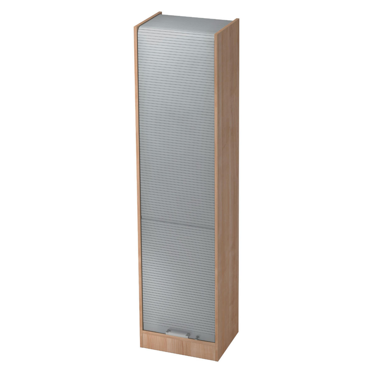 ROLLLADENSCHRANK - 5 Ordnerhöhen 40/50/200,4 cm in Nussbaumfarben/Silberfarben Chromgriff (Metall) - Silberfarben/Nussbaumfarben, Holzwerkstoff (50/200.4/40cm) - bümö