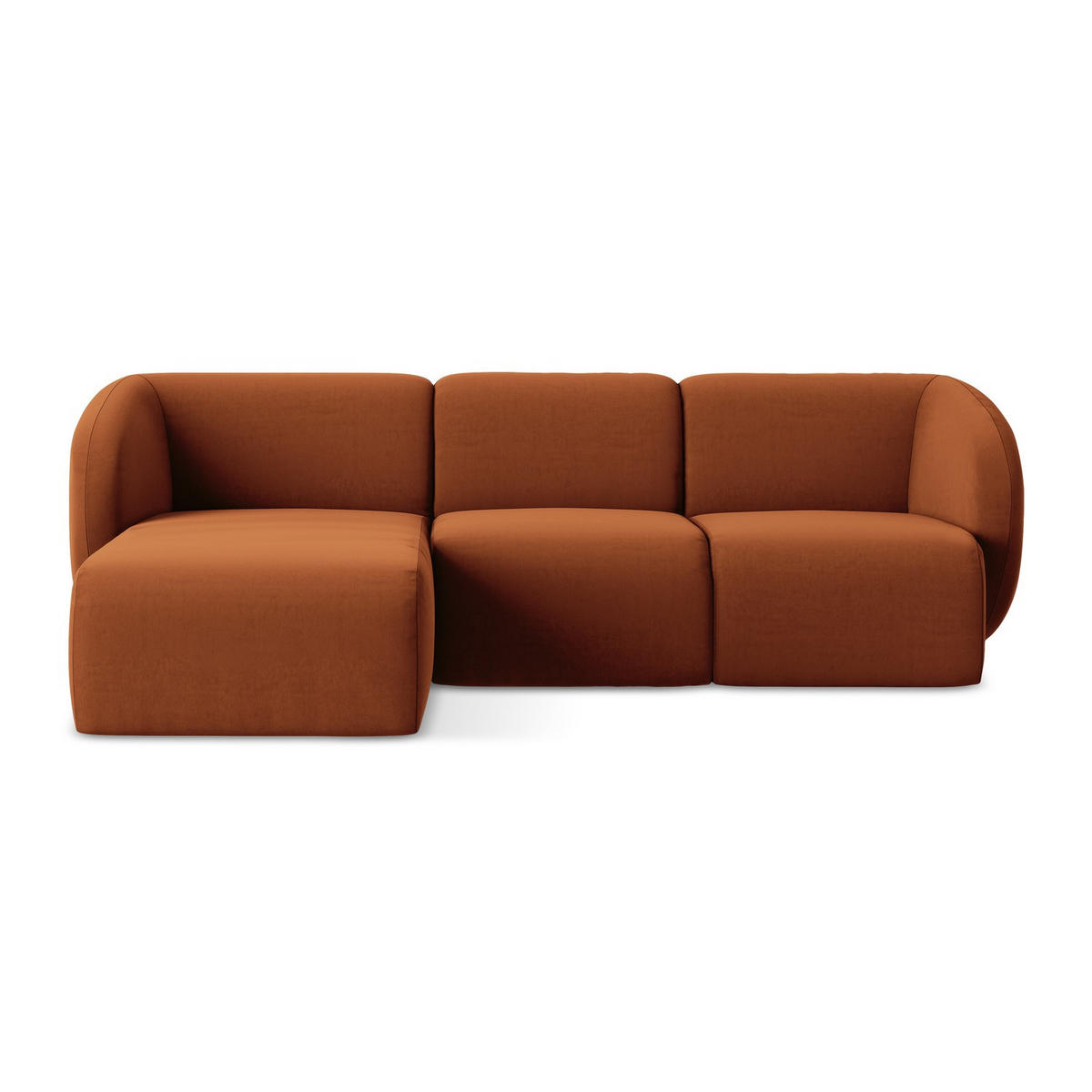 ECKSOFA Links Samt Stoff Orange - Terracotta/Schwarz, Holzwerkstoff/Kunststoff (248/166cm) - LaMiaSofa