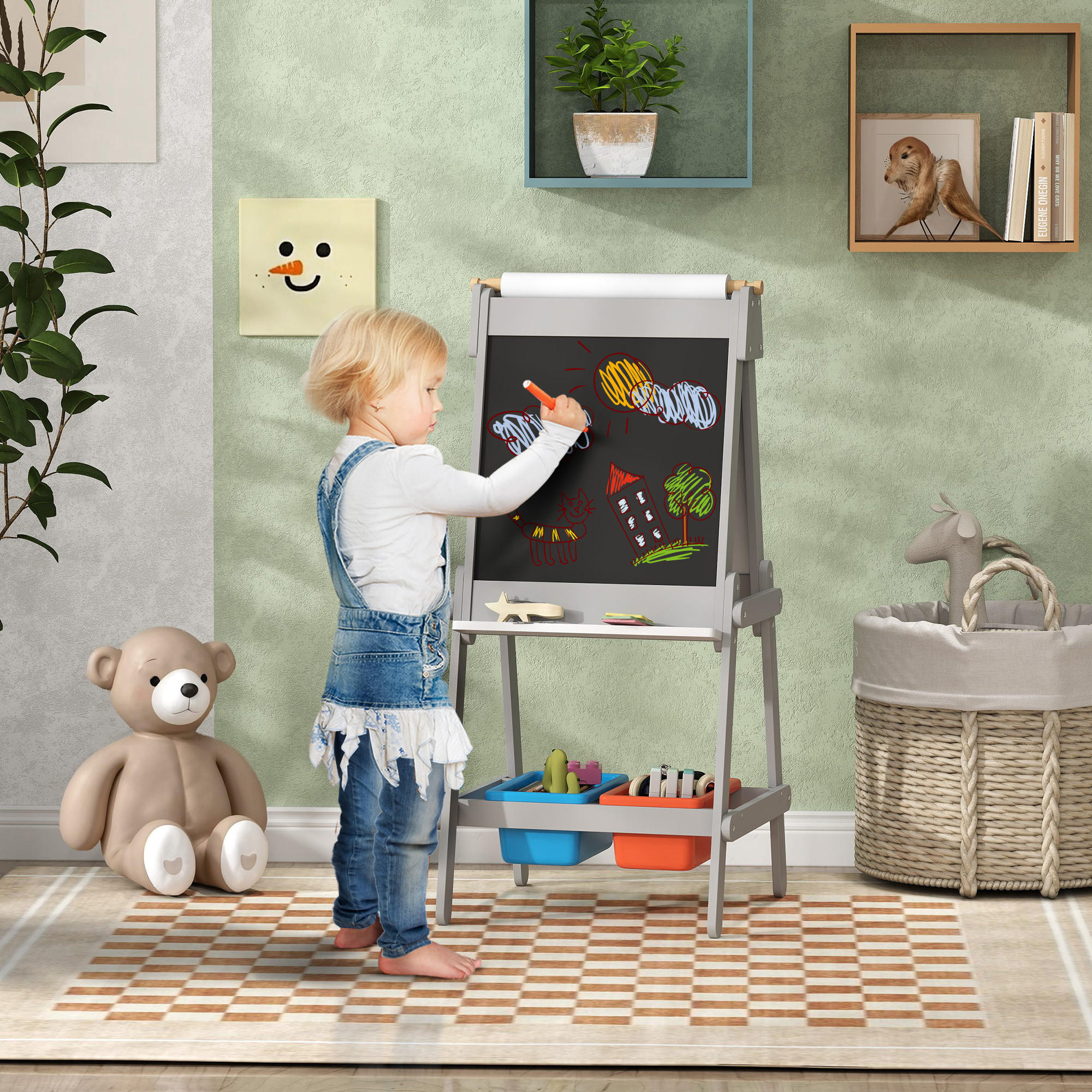 KINDERTAFEL - Grau, Holzwerkstoff (50/108/51cm) - AIYAPLAY