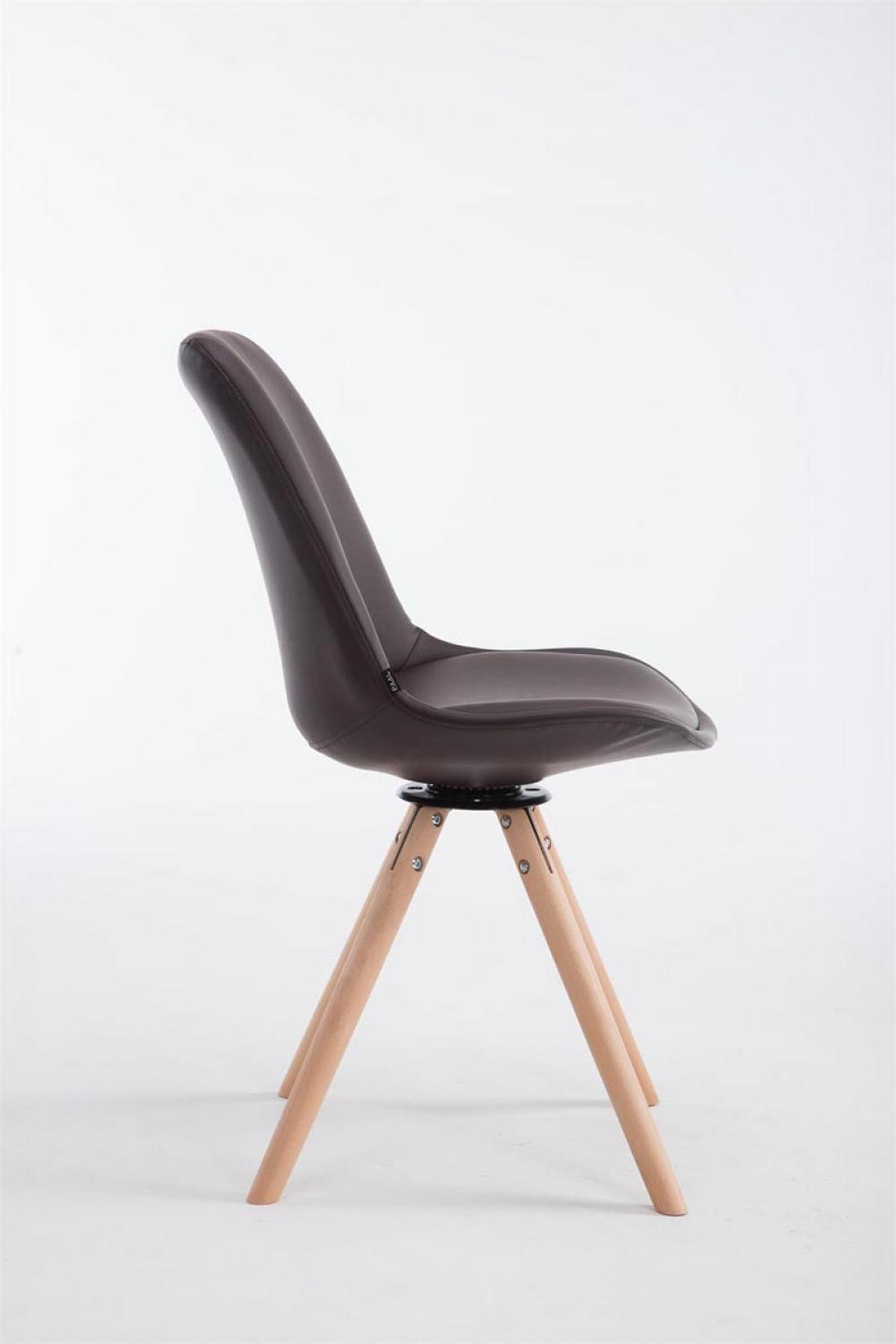 STUHL Lederlook braun - Eukalyptusholzfarben/Braun, Holz/Textil (48/84/56cm) - CLP