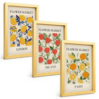 BILDER SET 3er Set - 20x30 cm Goldrahmen - Blumenplakate in Städten - Goldfarben, Kunststoff (20/30cm) - TULUP
