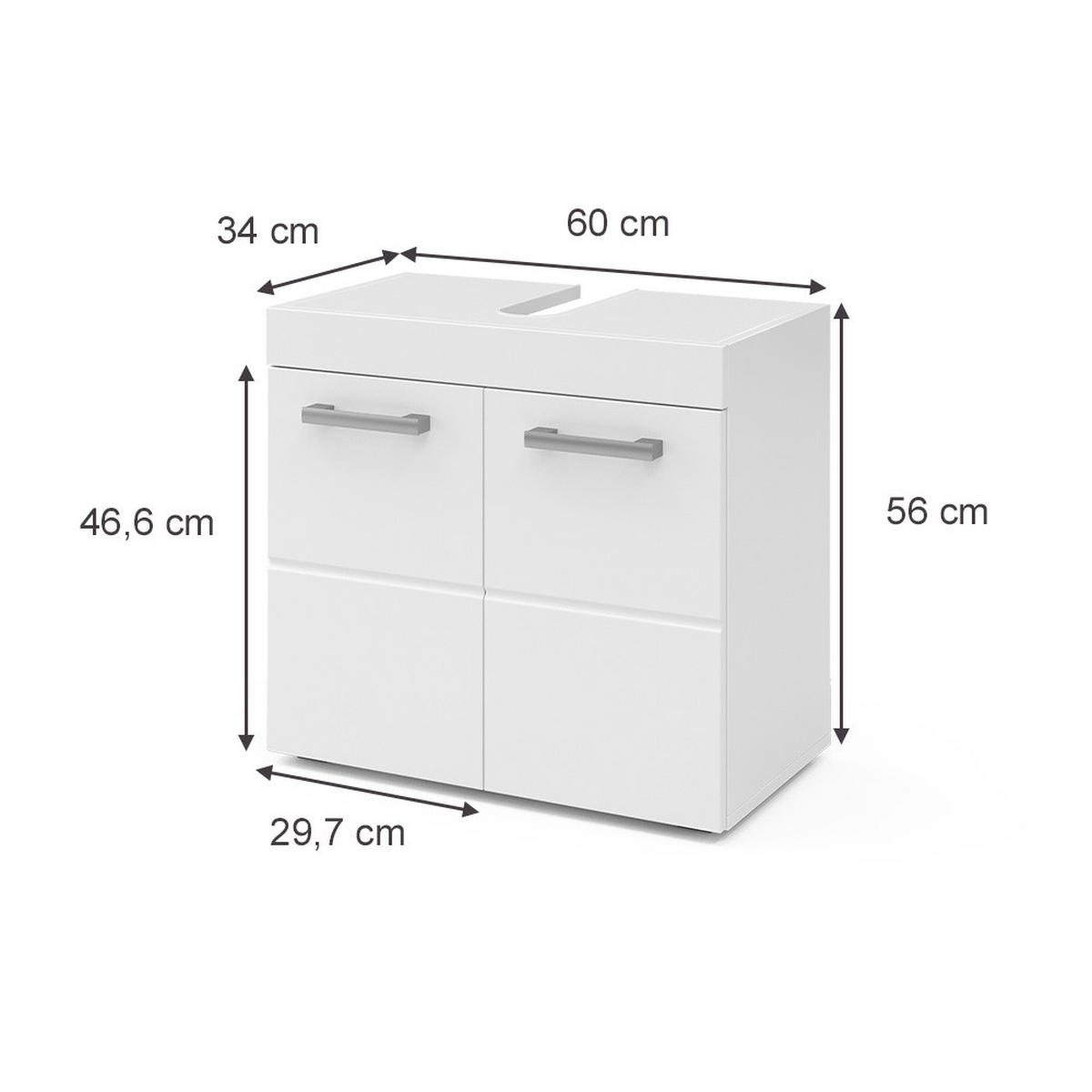 WASCHBECKENUNTERSCHRANK Luna Weiß 60 x 56 cm - Weiß, Holzwerkstoff (60/56/34cm) - Vicco