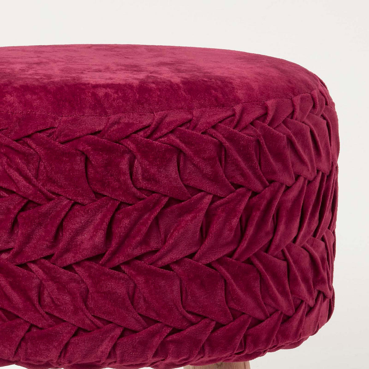 SAMT-HOCKER Lyla, magenta plissiert, 40/40/41 cm - Magenta, Textil (41/40/41cm) - Homescapes