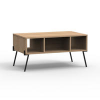 COUCHTISCH 1 Tür 3 Nischen und Metallfüße L100 cm - Evan - Apfelbaumfarben, Holzwerkstoff (100/60/50.5cm) - Calicosy