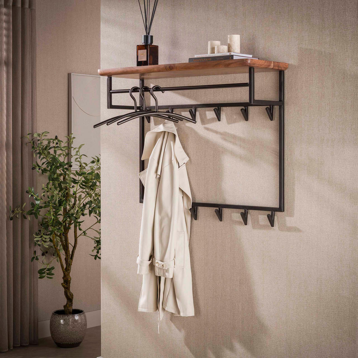 WANDGARDEROBE Edge Braun 33/100/80 cm - Braun, Holz (100/80/33cm) - Hoyz Collection