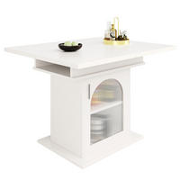 JEDÁLENSKÝ stôl 110/140/80 cm biela, MDF a sklo, rozkladací s úložným priestorom - biela, kompozitné drevo (80/140/76cm) - BEAOK