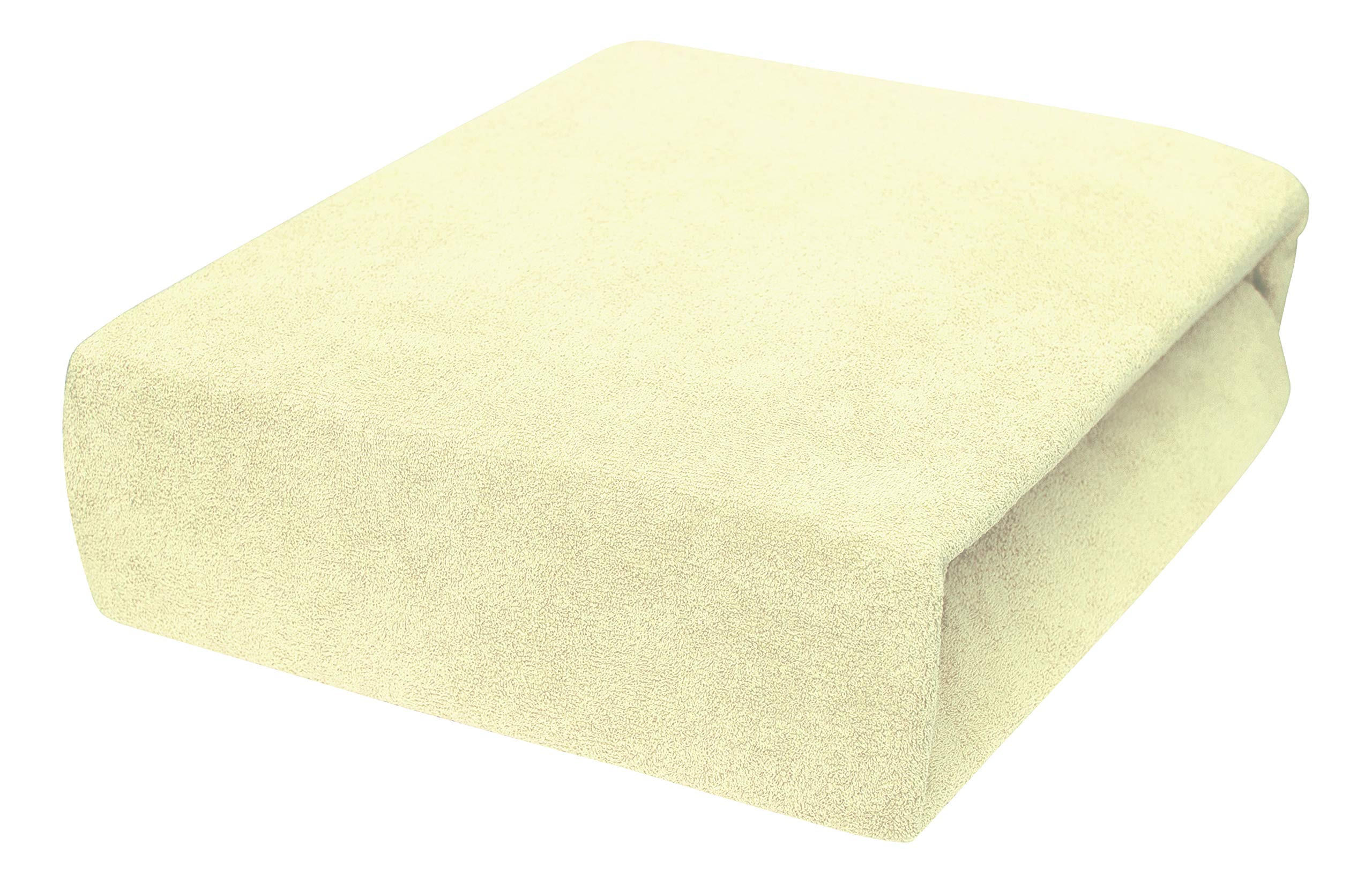 SPANNBETTLAKEN 80/160 cm, Frottee Elastisch 100 % Baumwolle Creme - Creme, Textil (80/160cm) - Best For Home