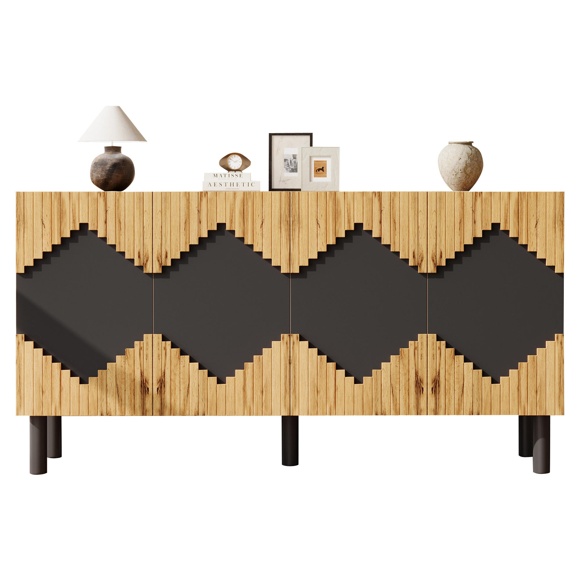Flieks Sideboard Natur, Schwarz 140x70x40 cm