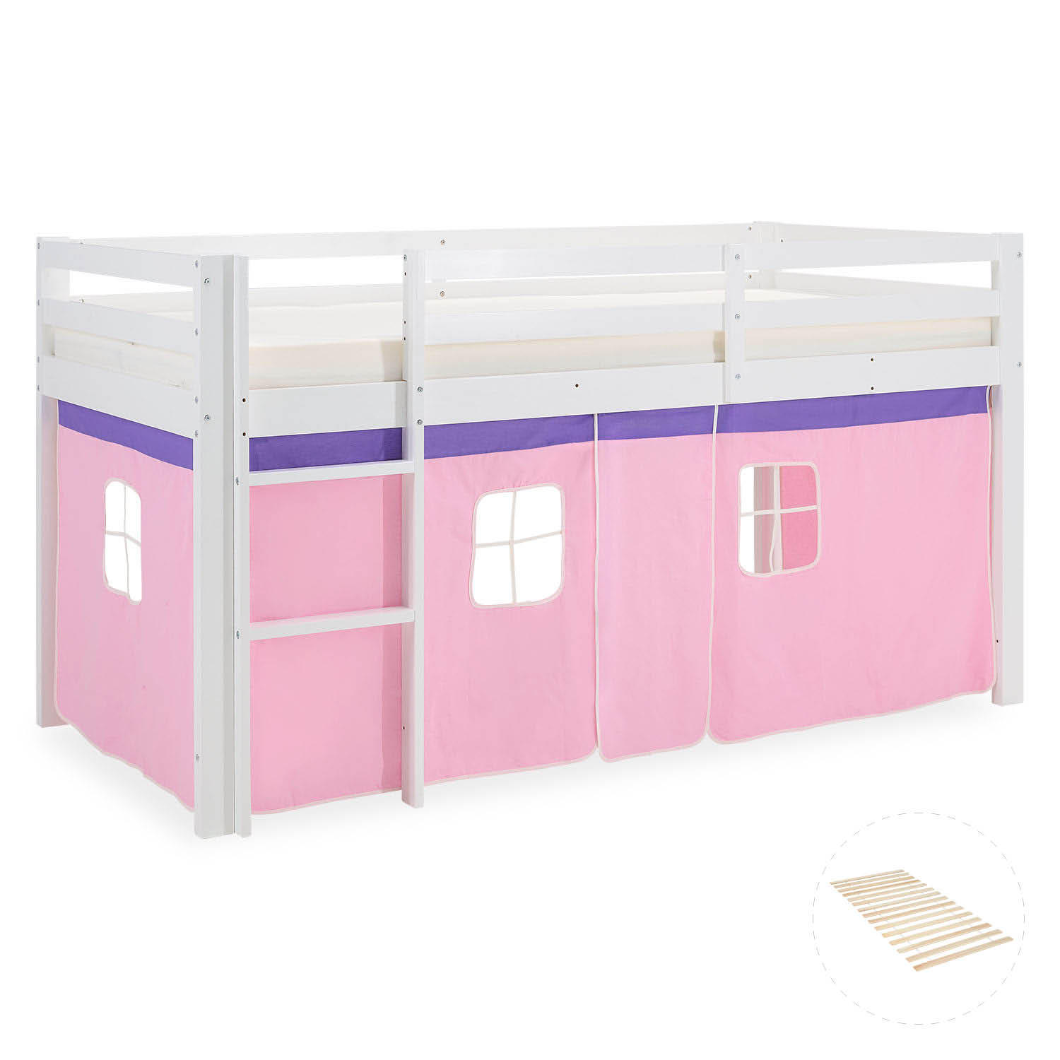 HOCHBETT mit Lattenrost 90/200 cm Rosa - Weiß/Rosa, Holz - Homestyle4u