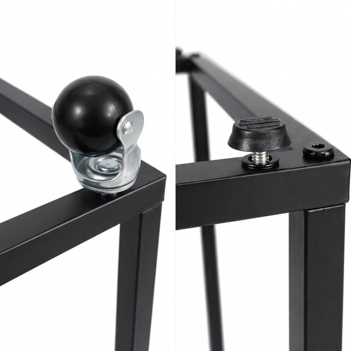 BEISTELLTISCH Metall MDF Schwarz mit Rollen oder Standfüßen 50x35x54 cm - Schwarz, Metall (50/35/54cm) - Begryf