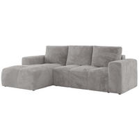 ECKSOFA MONIVA Hellgrau Plüsch - Links - Hellgrau/Schwarz, Textil (164/266cm) - MKS
