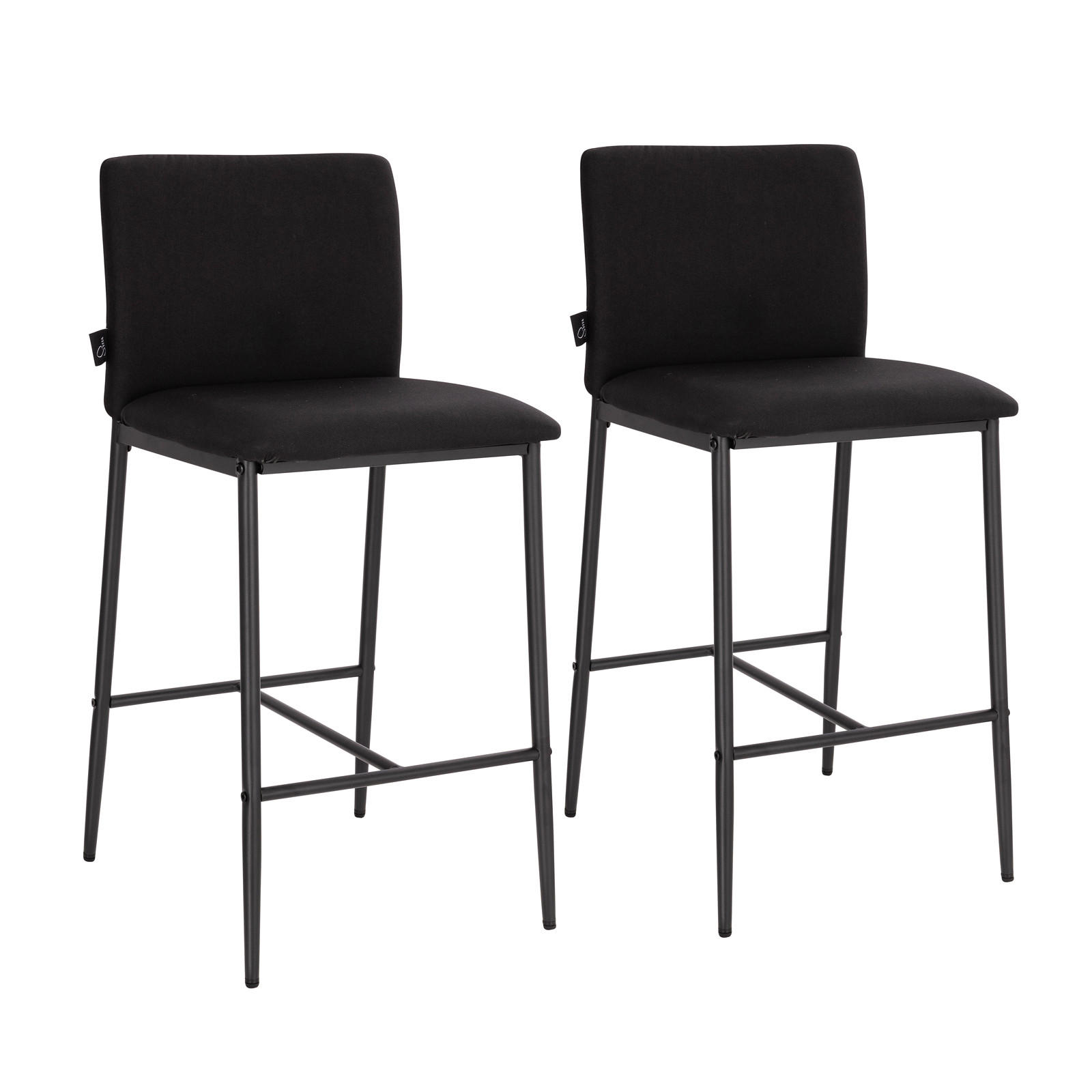 BARHOCKER ERIK mit Rückenlehne 2er Set Schwarz - Schwarz, Textil (41/90/46cm) - SVITA