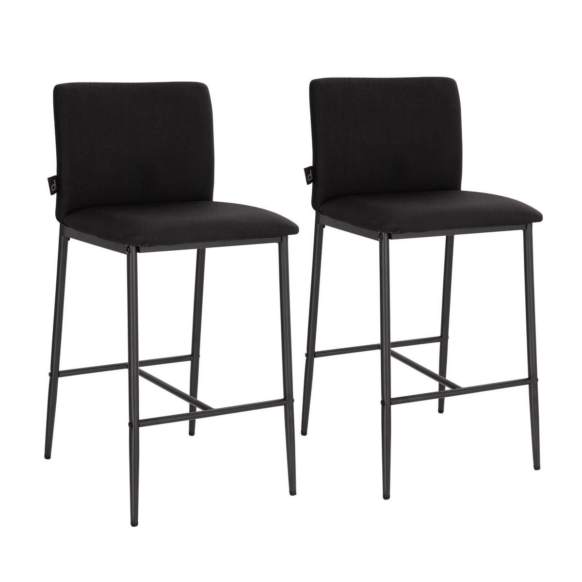 BARHOCKER ERIK mit Rückenlehne 2er Set Schwarz - Schwarz, Textil (41/90/46cm) - SVITA