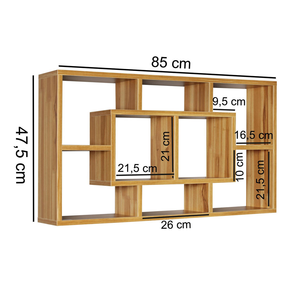 HÄNGEREGAL ARIK Wandregal modern - Buchefarben, Holzwerkstoff (85/47.5/16cm) - tinkaro