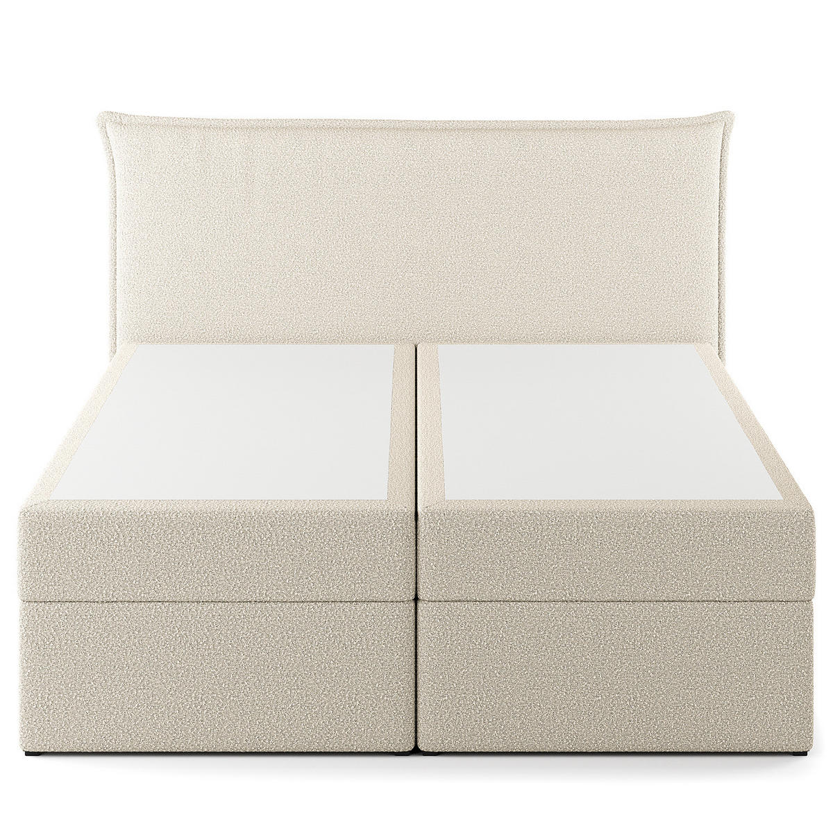 BOXBETT mit Stauraum - Bouclé - Creme, Holzwerkstoff/Textil (180/200cm) - home24