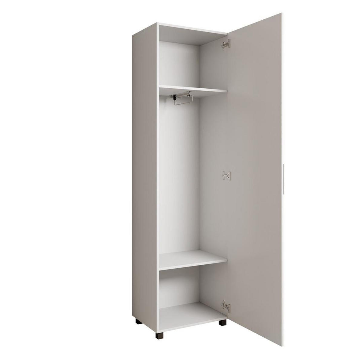 ŠATNÍ skříň LIVIA – vysoká skříň se zrcadlem a lamelami v černé, bílá - bílá, kompozitní dřevo (58/207/42cm) - Beautysofa