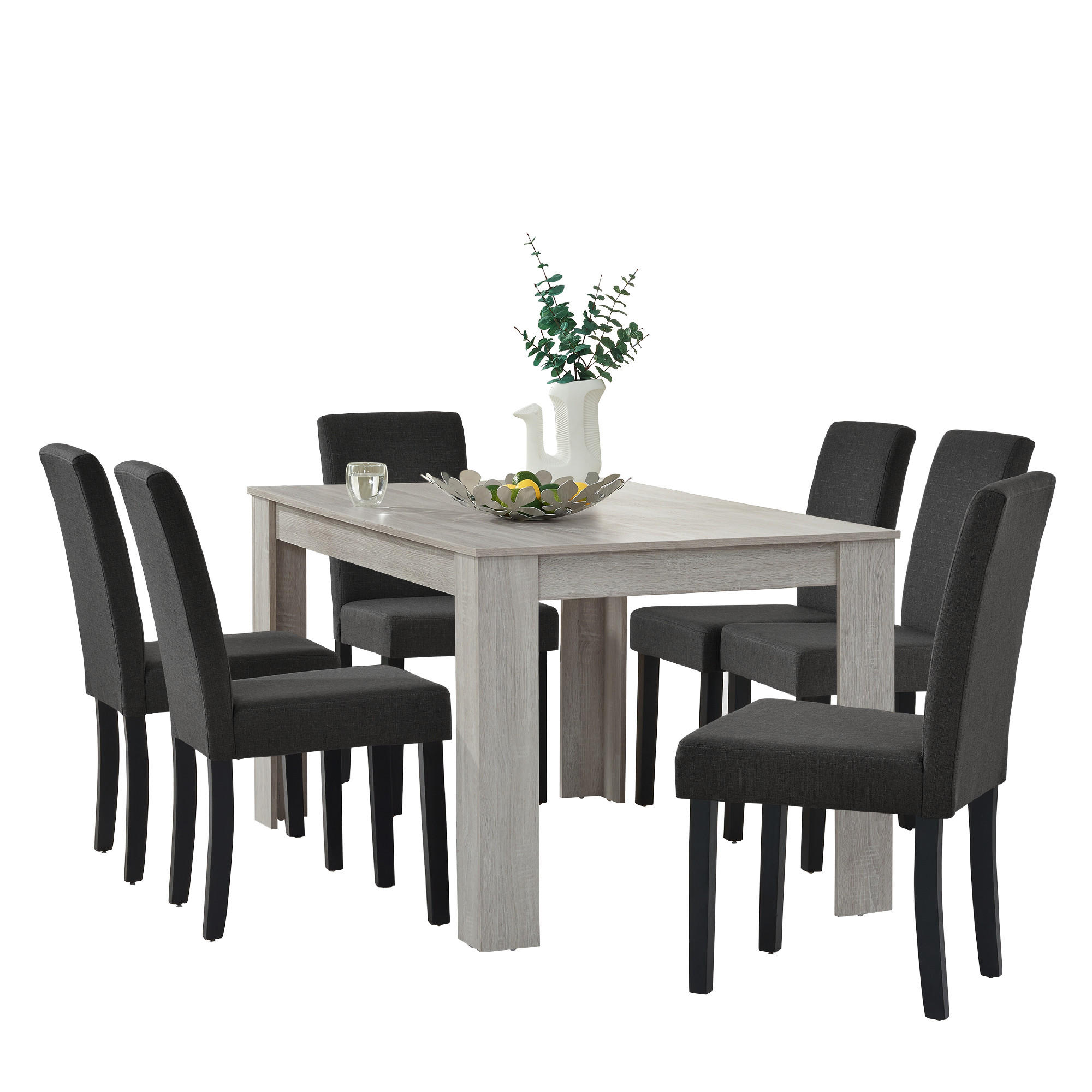 [en.casa] Tischgruppe Eiche 140x77x90 cm