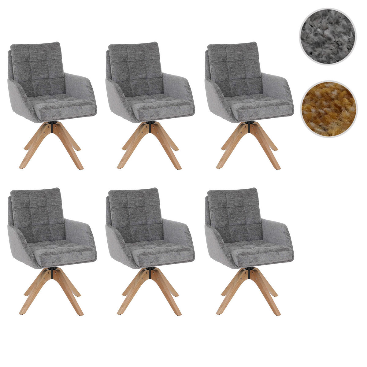 JÍDELNÍ ŽIDLE Šedá, sada 6 kusů - šedá, textil (61/89/66cm) - MCW