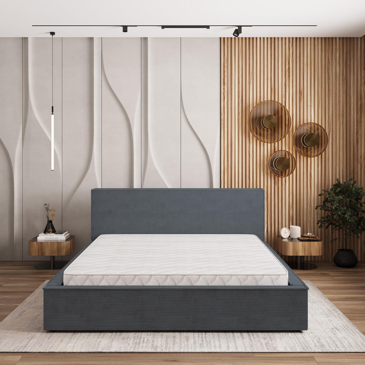 ČALOUNĚNÁ Postel CELORA 120x200 cm Šedá - šedá, kompozitní dřevo/textil (120/200cm) - MASSENO