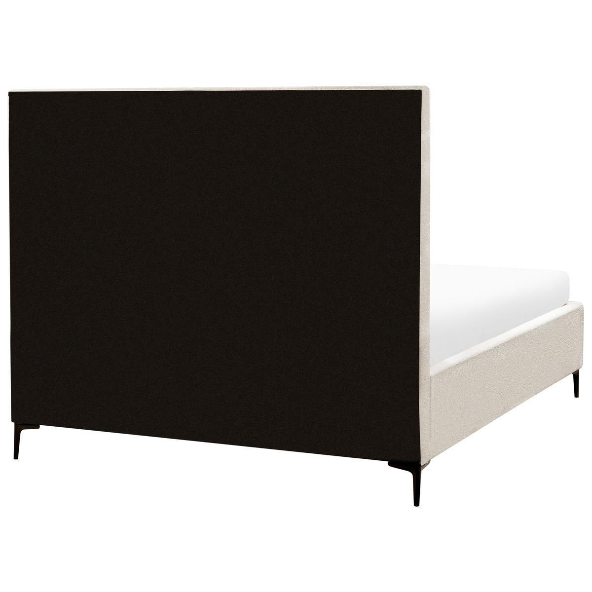 BETT mit Stauraum 160/200 cm Cremeweiß Sezanne - Schwarz/Weiß, Textil (160/200cm) - Beliani