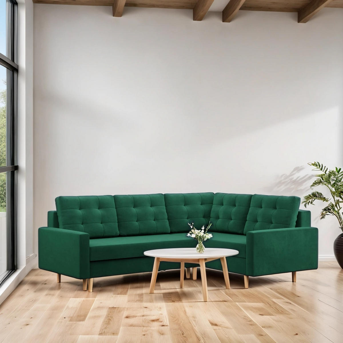 ECKSOFA Blank rechts flaschengrün - Grün, Textil (223/172cm) - SIMKAM Furniture
