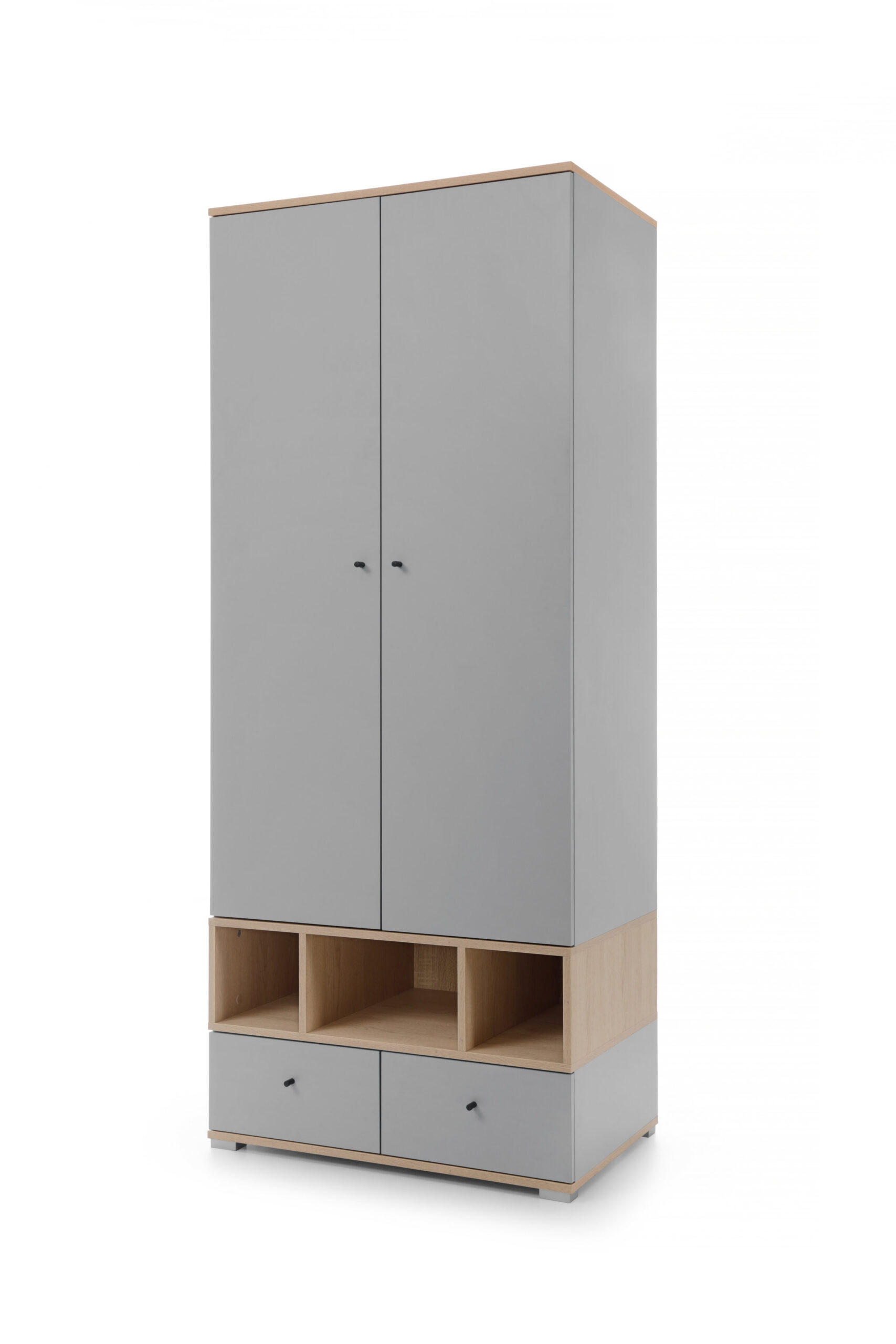 KLEIDERSCHRANK Nova in Grau und Eiche 2 türig ca. 80 × 195 × 50 cm - Grau, Holzwerkstoff (80/195/50cm)