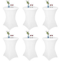 STEHTISCHHUSSE 6er-Set Weiß 80 cm - Weiß, Textil (80/110cm)