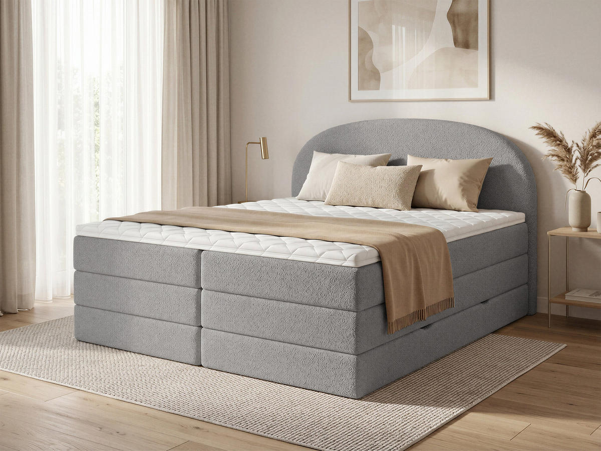 BOXSPRINGBETT Cloud Max - 160x200 -grau (Coral 75) - Schwarz/Grau, Holz/Holzwerkstoff (160/200cm) - Sofnet