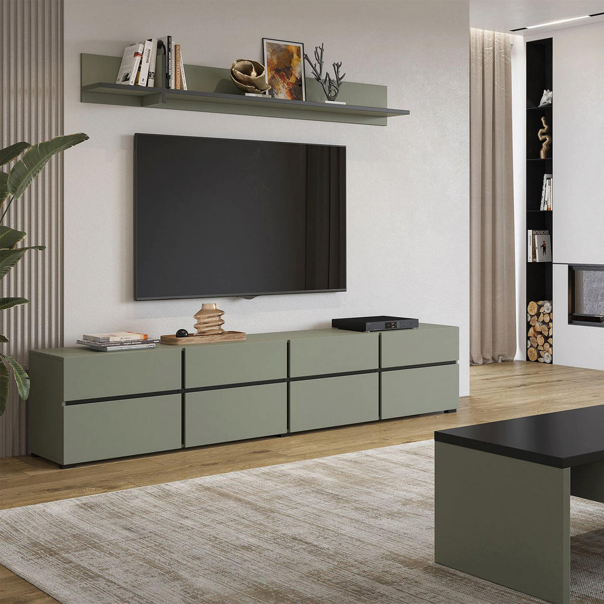TV-MÖBEL Lilia Grün - Grün, Holzwerkstoff (225/48/40cm) - Petits-meubles