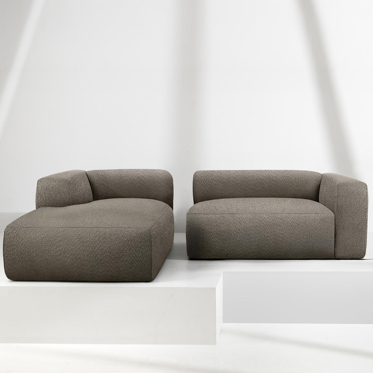 ECKSOFA LINKS BUFFO, kühles Braun - Braun, Holz/Holzwerkstoff (225/176cm) - KONSIMO®