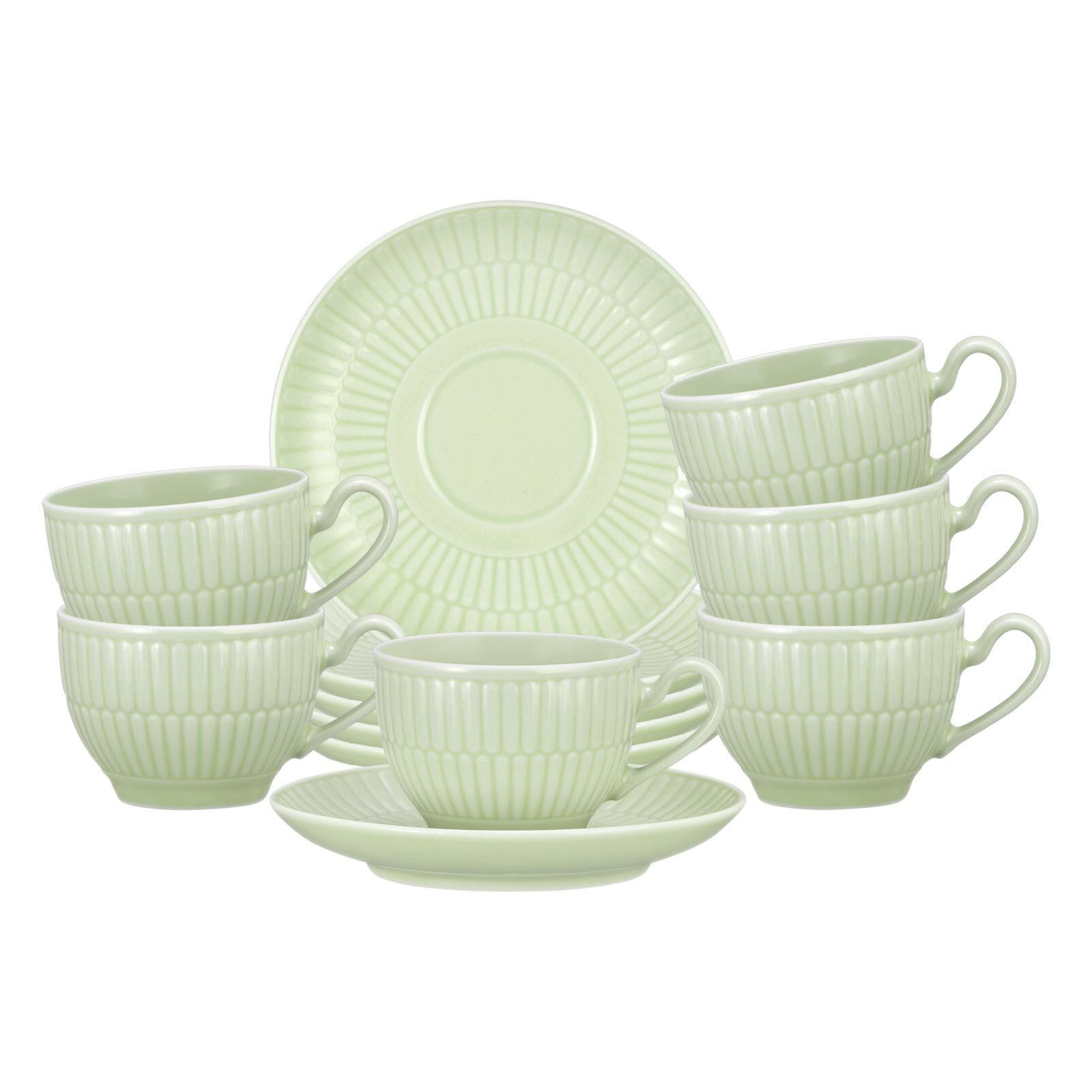ESPRESSOTASSEN MIT UNTERTASSEN Amina Seladon 100 ml 6er Set - Grün, Keramik (0.1L) - Seltmann Weiden