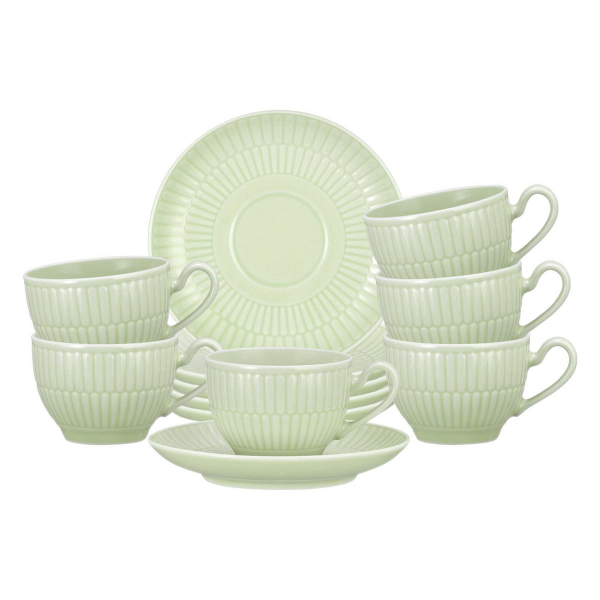 ESPRESSOTASSEN MIT UNTERTASSEN Amina Seladon 100 ml 6er Set - Grün, Keramik (0.1L) - Seltmann Weiden