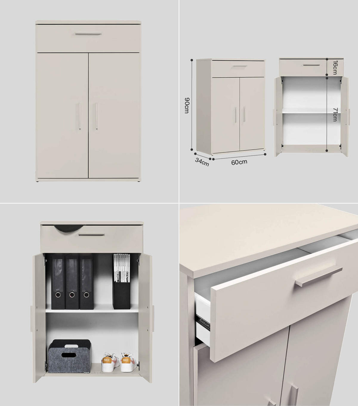 MEHRZWECKSCHRANK SET Der Allzweckwaffe - Kaschmir, Holzwerkstoff (60/180/34cm) - Mokebo