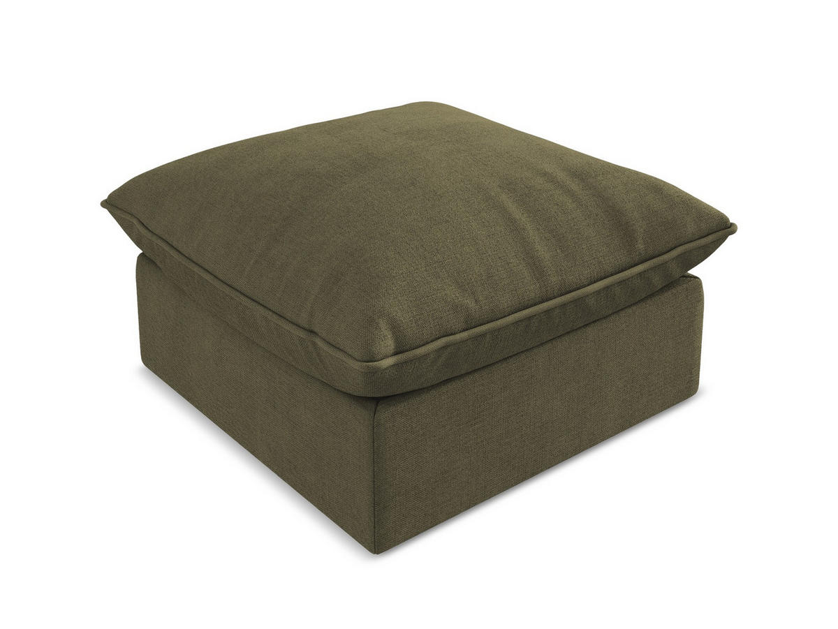 POUF Strukturstoff Grün - Schwarz/Olivgrün, Holzwerkstoff/Kunststoff (75/45/75cm) - Makamii